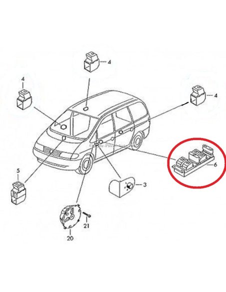Bouton Commande de Vitre Vw Sharan Ford Galaxy Seat Alhambra