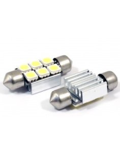 2 AMPOULES NAVETTES À LED EFFET XENON C5W 40MM