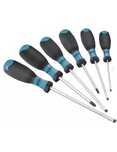 Assortiment de 6 tournevis à lames chromées mates et pointes brunies