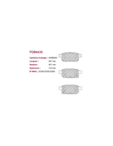 Plaquettes Ferodo FDB4430