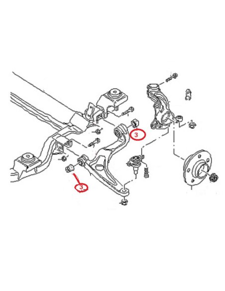 Silent bloc de bras suspension avant Vw Multivan 5 Transporter 5