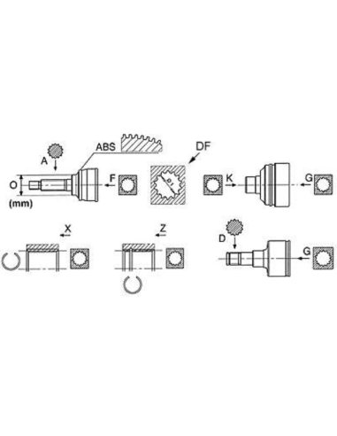 Tête de cardan avant gauche coté roue Opel vectra 2.2 16v 