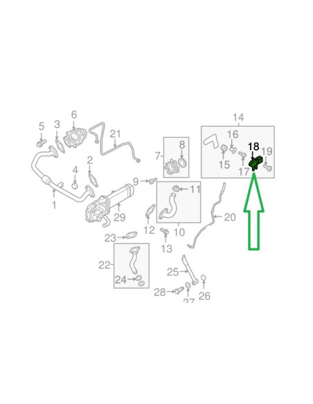 Capteur de pression d echappement Audi Seat Skoda Vw