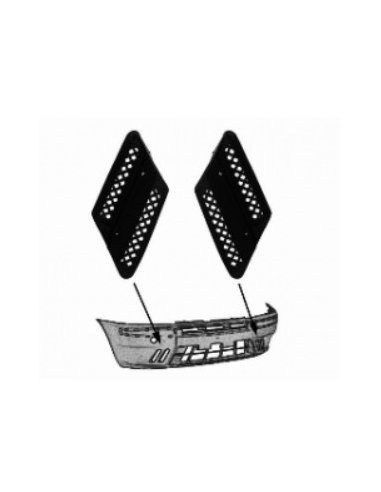 Kit de grille de pare choc avant droit / gauche noire Fiat Punto