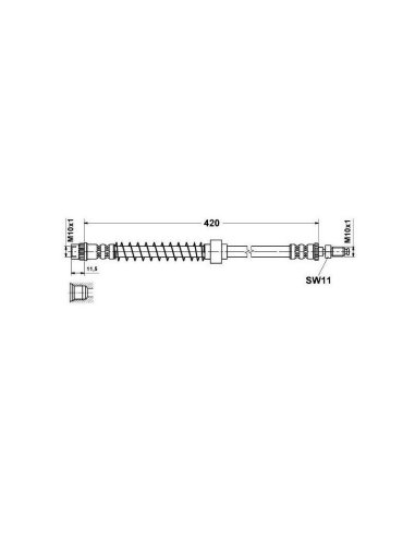 2 x flexibles de frein avant Peugeot 405 longueur 460 mm