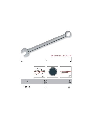 Clé de 22 plate polie 3522 Kraftwerk