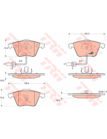 Jeu de 4 Plaquettes Audi A6 - S6 Skoda Fabia