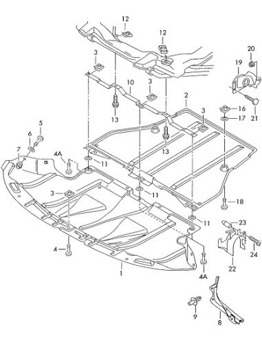 Cache de protection sous moteur arriere Audi A4 Vw Passat Skoda Superb